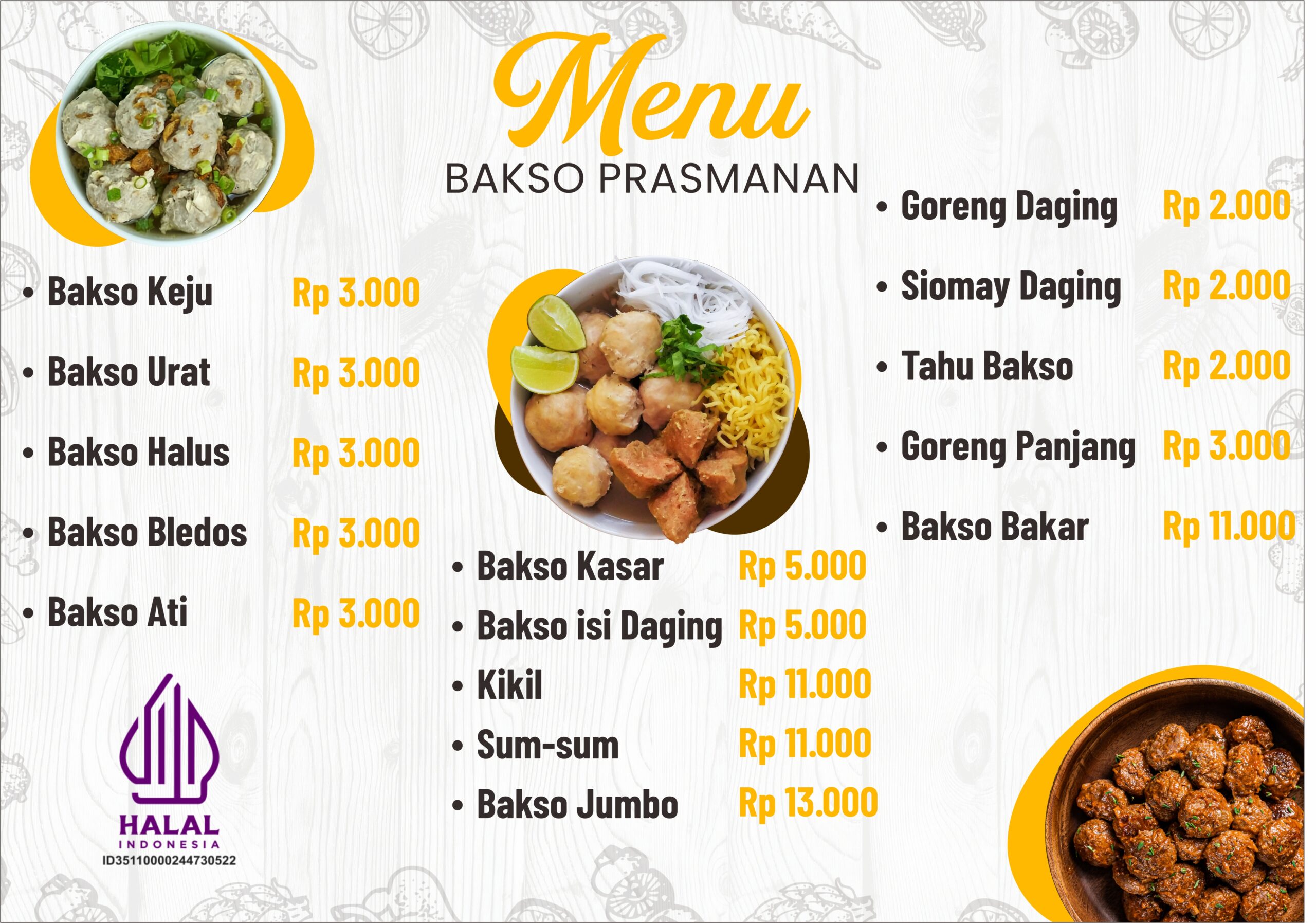MENU BAKSO